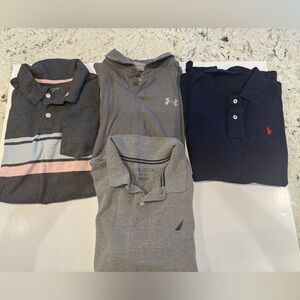 Bundle of 4 Youth Large Polo Shirts. Nautica, Ralph Lauren, UA & Cat & Jack
